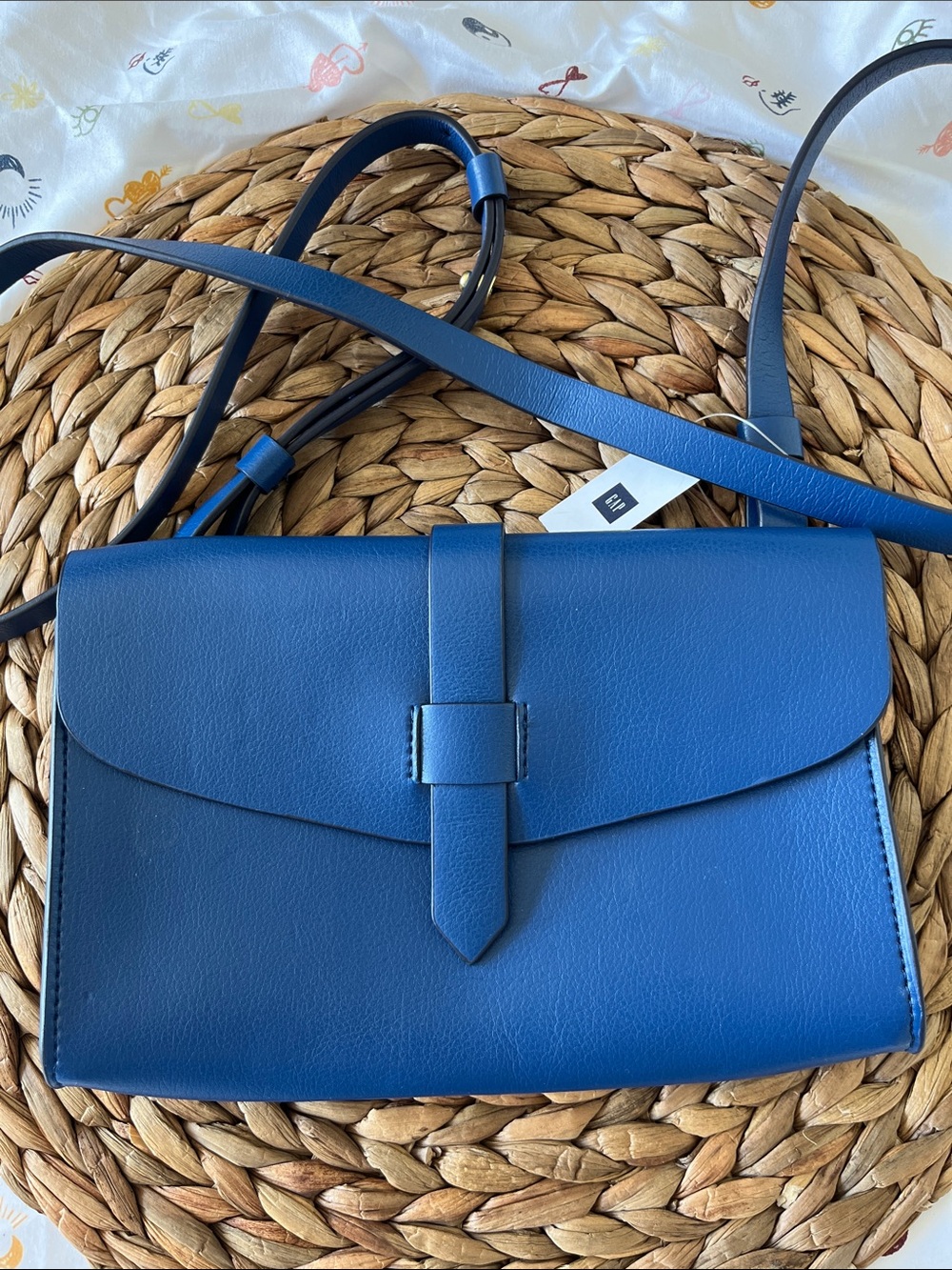 Women's Blue Crossbody Bag - Minimal Leather Shoulder Purse